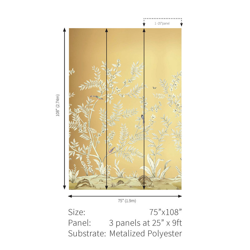 Archambeault Floral Vinyl Metallic Wallpaper