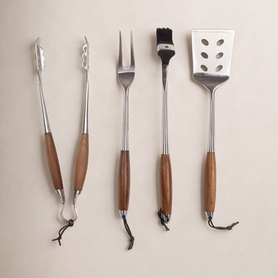 The BBQ Collection Teak 4-Piece Grill Set