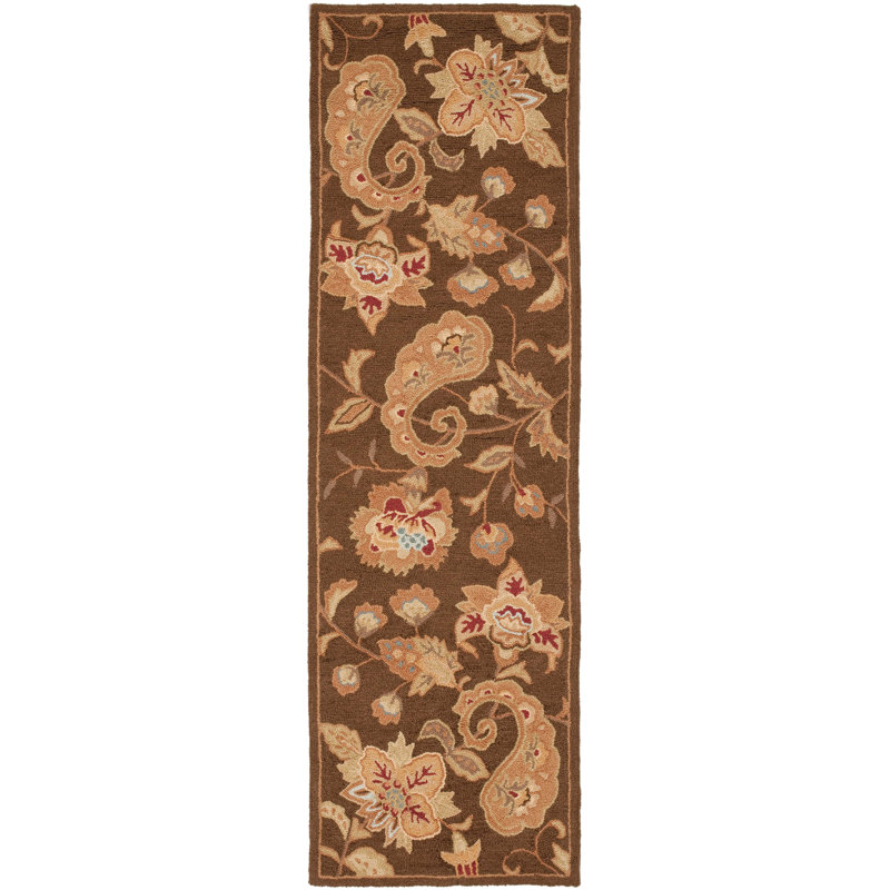 Berkley Hand Hooked Thick Wool Pile Floral Rug, Runner 2'6" x 12'