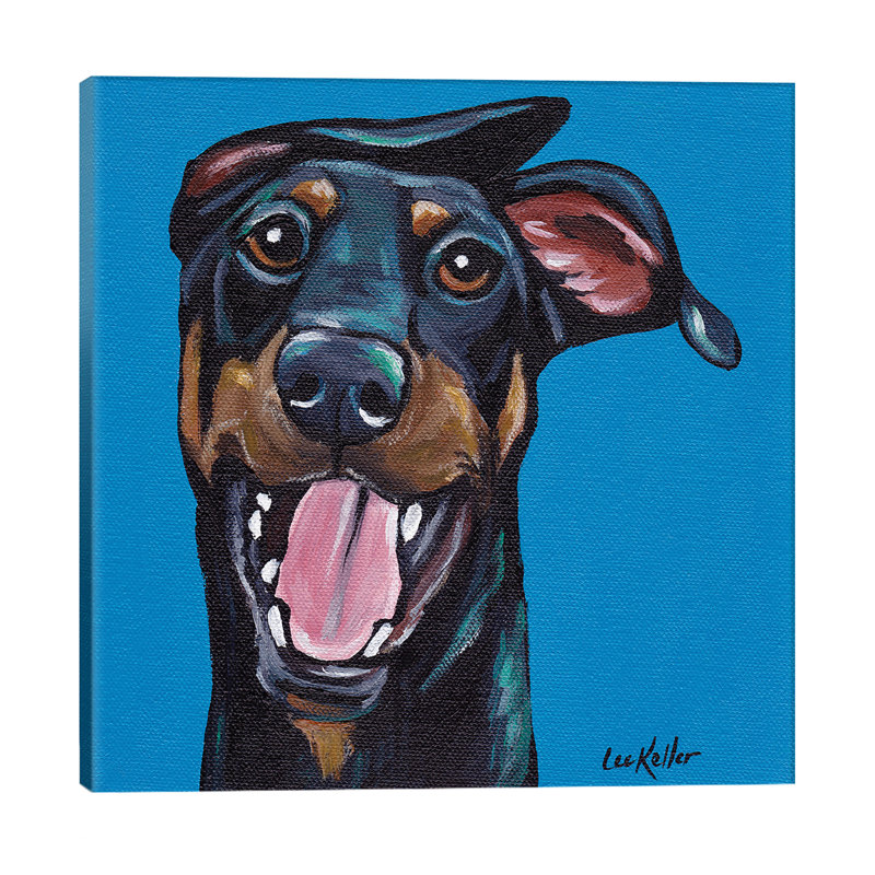 Fun Doberman - Wrapped Canvas Painting, 93.98 cm H x 93.98 cm W x 1.91 cm D