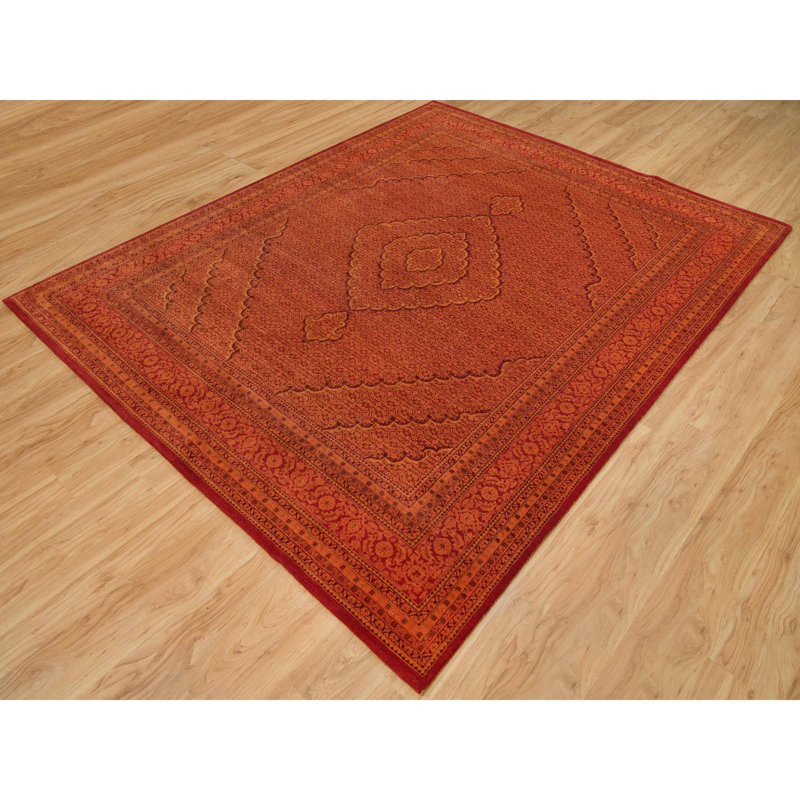 Tapis noué à la main 8 pi 1 po x 10 pi 1 po orange en laine Tebraz Mahi AC49260AFEE64FB780B53BC866BE3946