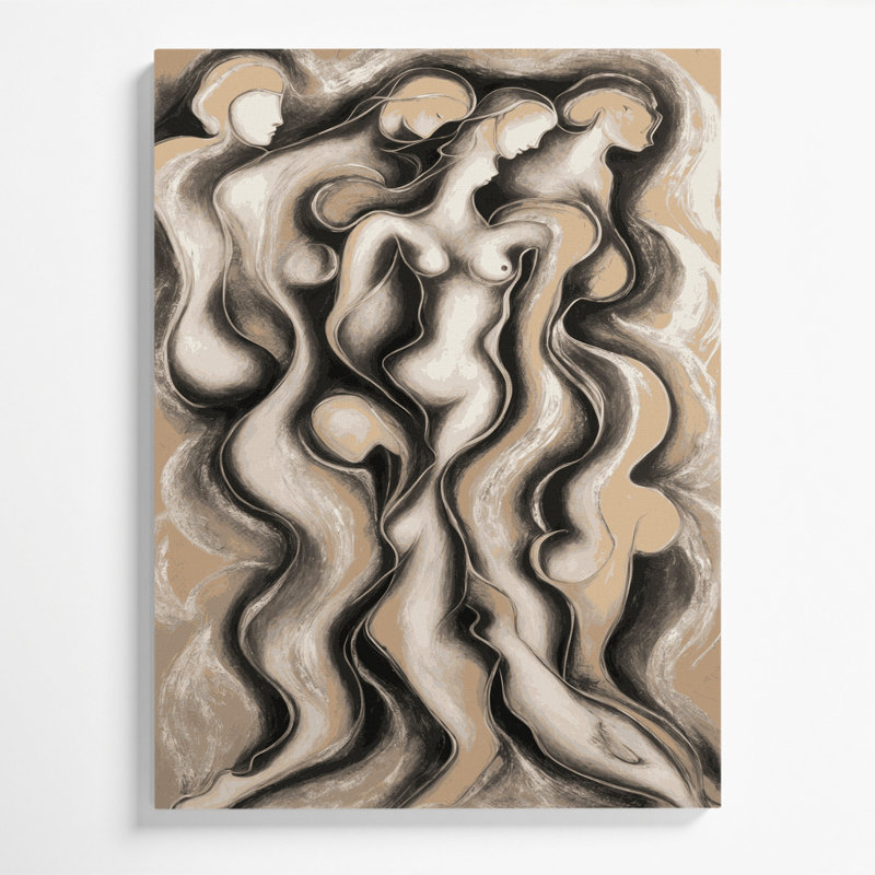 Abstrait art figuratif beige sur toile 57, H 14 po x l 11 po