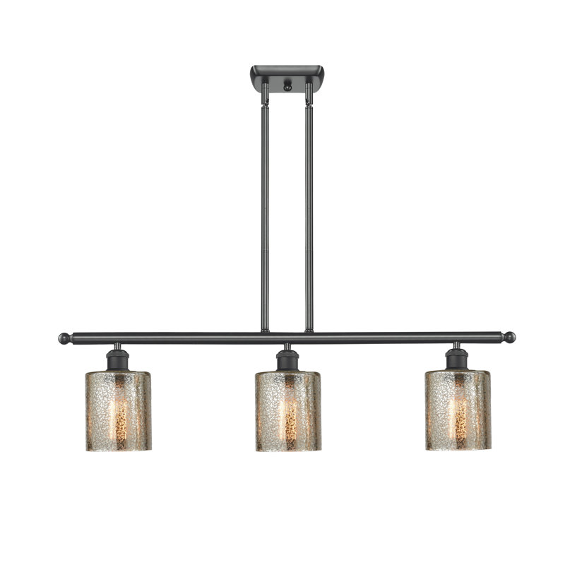 Luminaire suspendu linéaire à 3 lumières pour îlot de cuisine Leilani, Ampoule DEL 6 watts Vinage, Mercure, Noir mat