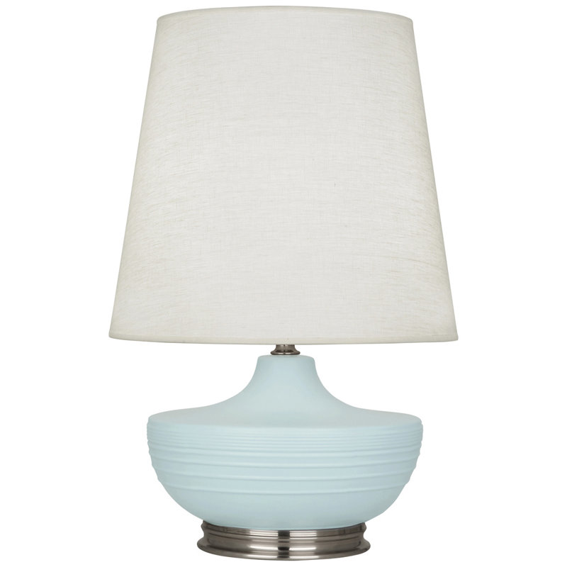 Nolan Table Lamp, Dark Antique Nickel/Matte Sky Blue