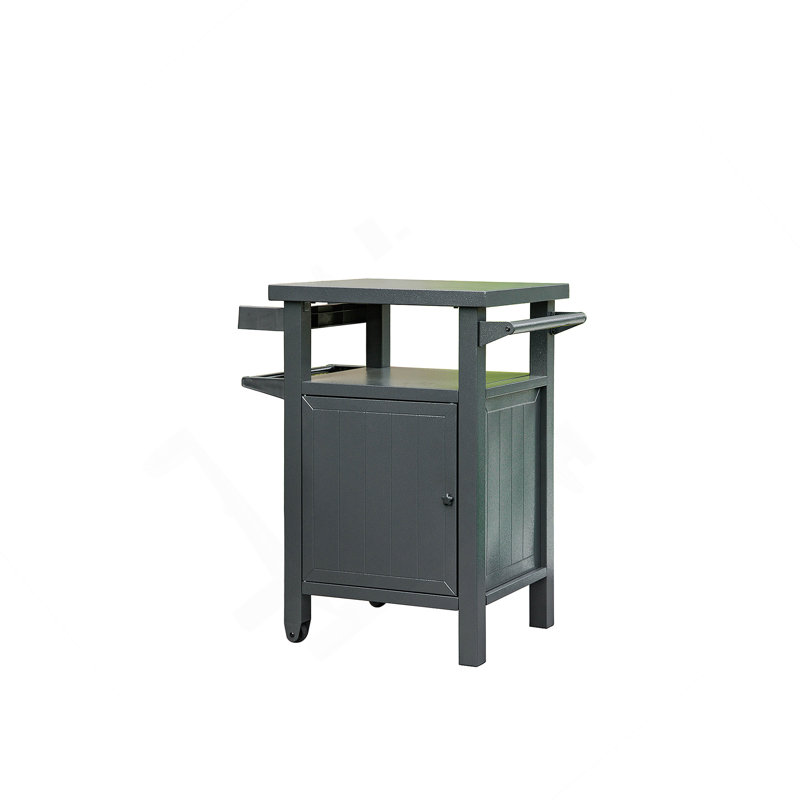 Chariots de gril avec rangement et roues, gris foncé, Gris