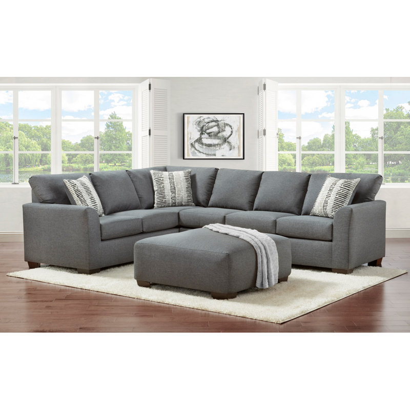 Canapé modulaire de 114 po faisant face à la droite avec repose-pieds, Mélange de polyester gris anthracite