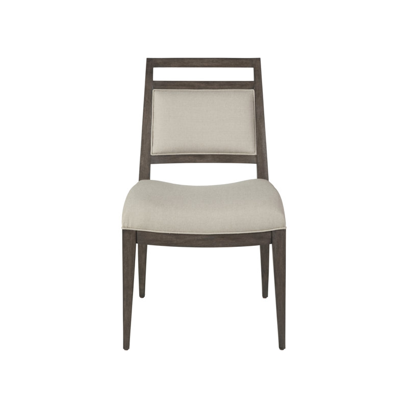 Antico Dark Brown Linen Upholstered Side Chair with Wood Frame