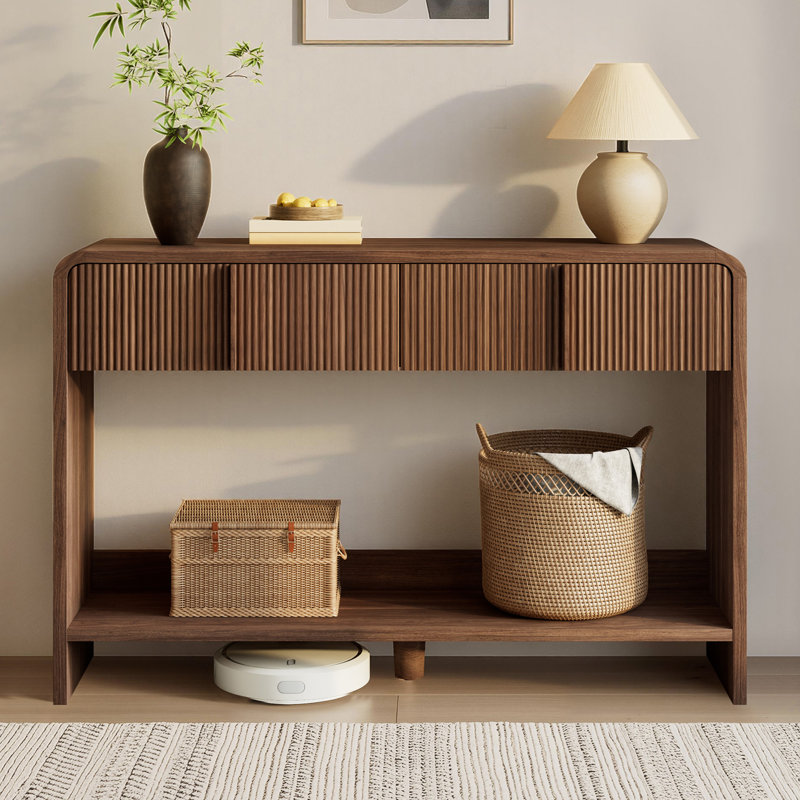 Console de style campagne moderne 45 po avec 2 tiroirs Dulane, brun, Brown, H 33,5 po x l 44,5 po x P 13,8 po