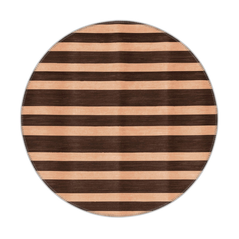 HorizontalStripes Black Indoor and Outdoor Area Rug, Rectangle 5' x 7'