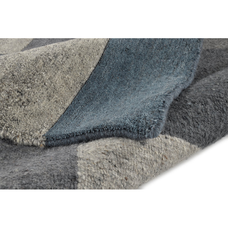 Dalas Hand Knotted Wool Anthrazit/Blau Indoor Rug, Rectangle 190 x 290cm