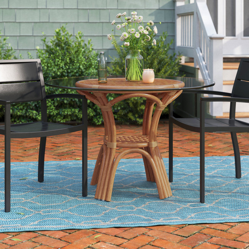 Acworth Round Wicker Outdoor Dining Table , in. W in. D, 0.32" H x 42" W x 42" L