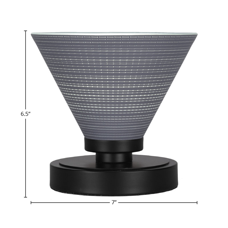 Lampe d'appoint Aneka montrée avec verre matriciel de 7 po, Gris, Noir mat