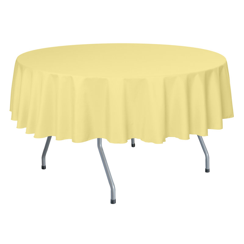 Ultimate Textile - Round Polyester Linen Tablecloth, 84" x 84", 3, Cornsilk