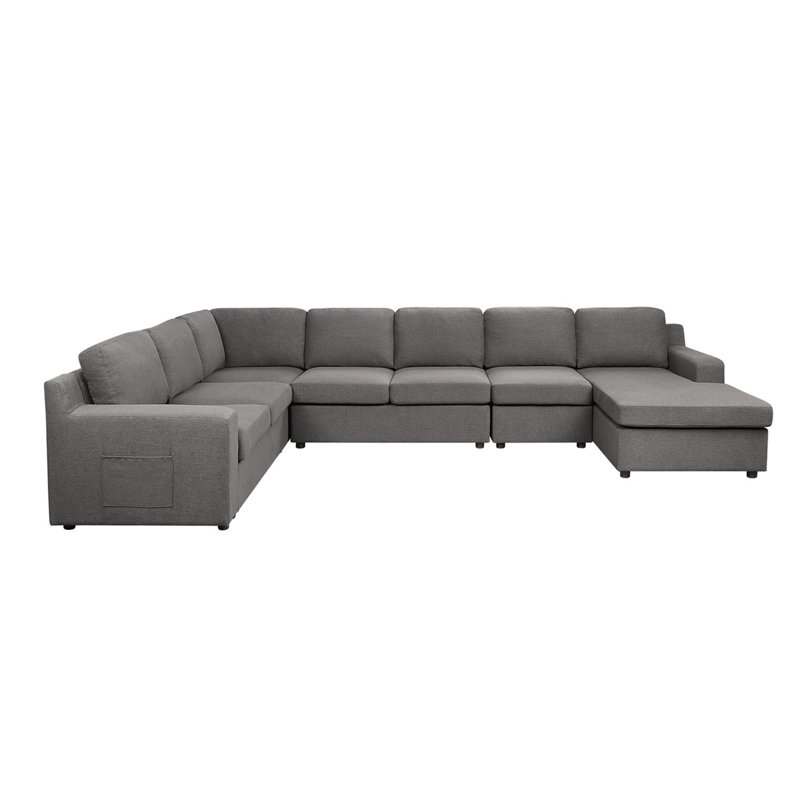 Canapé modulaire en U 145,5 po à 7 places avec poche 145,5 po, Orienté à droite