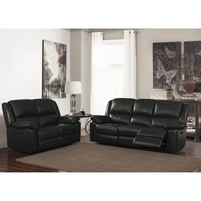 Colegrove Faux Leather Reclining Sofa, Black