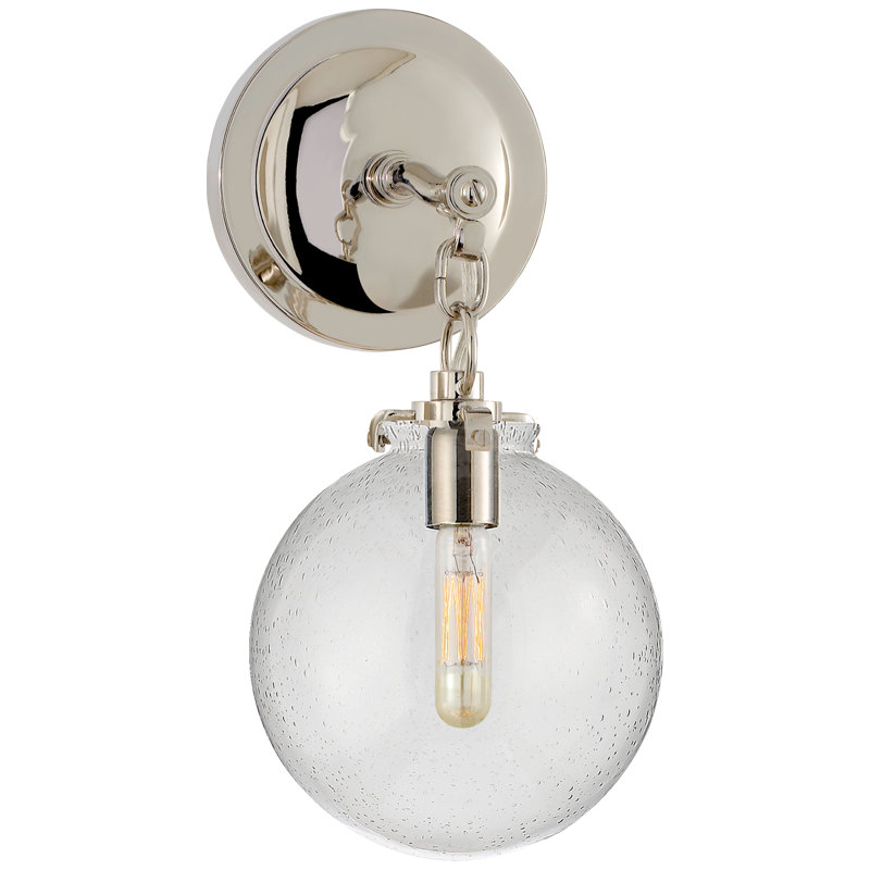 Thomas O'Brien Katie Small Globe Sconce, Polished Nickel, Seeded 