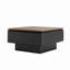 Table basse à plateau relevable de 31 pouces pour le salon, table basse moderne avec rangement caché, table centrale carrée, plateau noir et brun