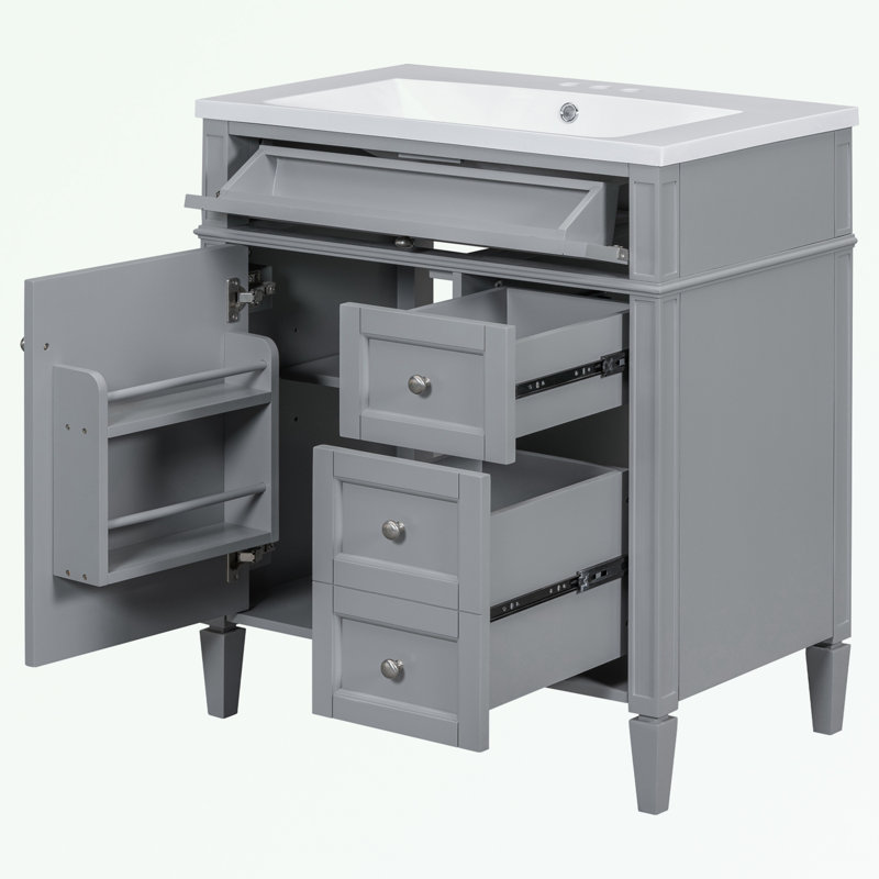 Rangement pour salle de bain Pollark, Gris, Argent
