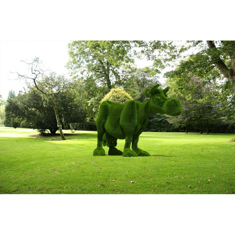 Outdoor Cartoon Cow Topiary Green Figures