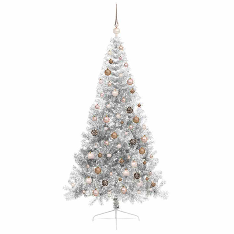  Artificial Pre-lit Christmas Tree Silver PET, Bronze, 6.89' H