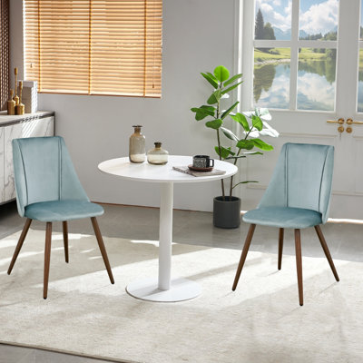 Ensemble de 3 tables de salle à manger modernes et rondes avec 2 chaises en velours
