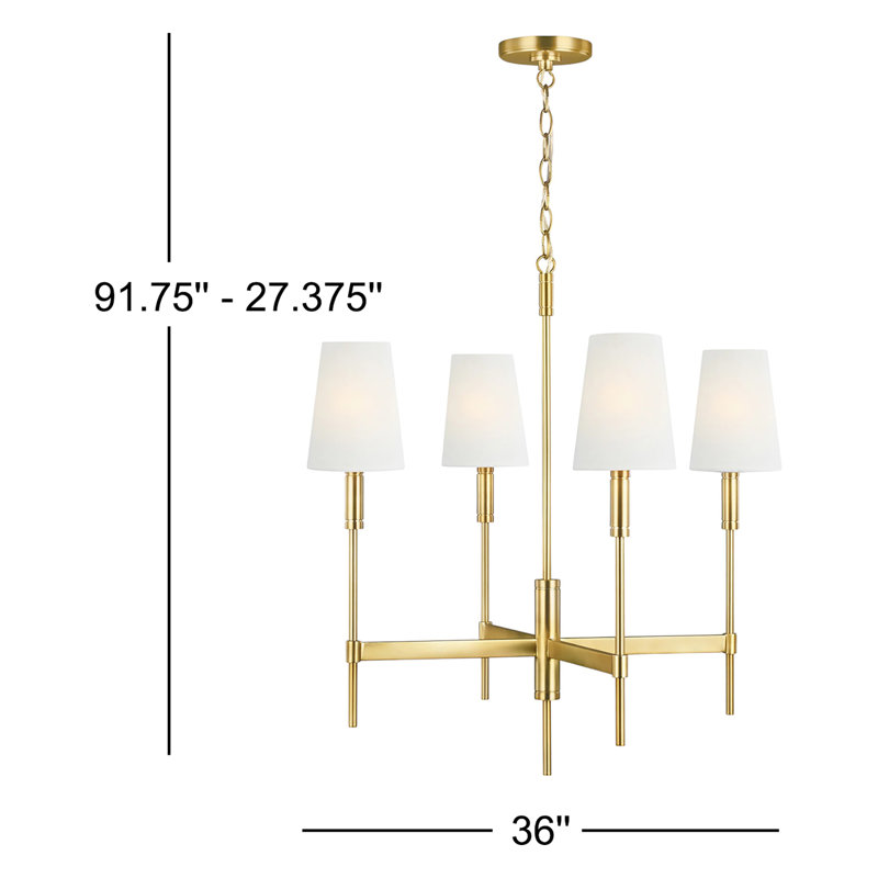 Beckham 4 - Light Chandelier, Burnished Brass, 27.38" H x 36" W x 36" D