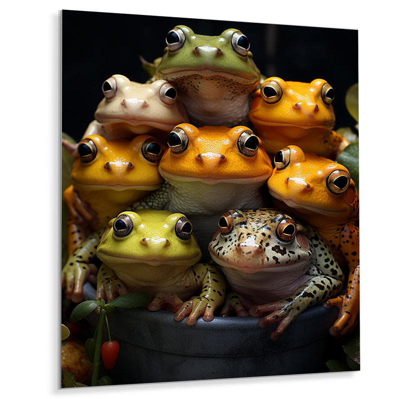 «Animal Frog Family III - Frogs & Toads», impressions sur métal, H 40 po x l 30 po x P 1 po