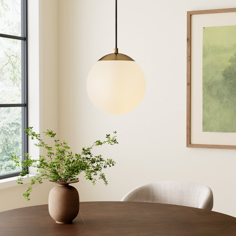 Meri 1 - Light LED Single Pendant, Brass, 12.5" H x 12" W x 12" D, LED Integrated