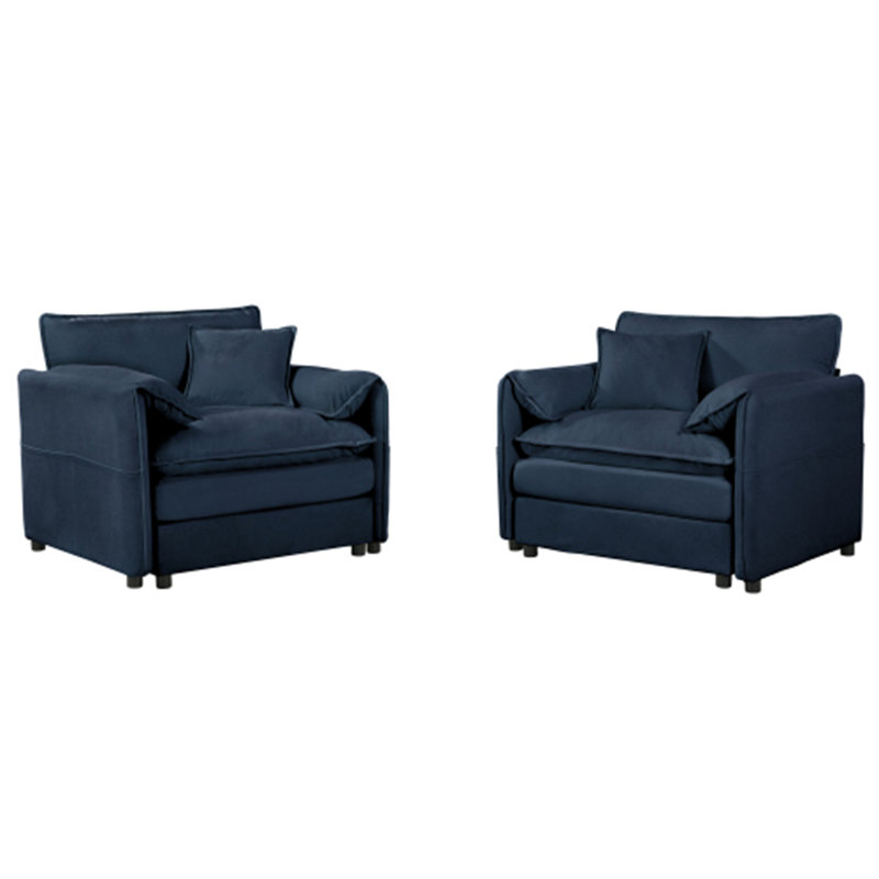 Oversized Chenille Oversized Accent Chair Set of 2, Blue, No, 2