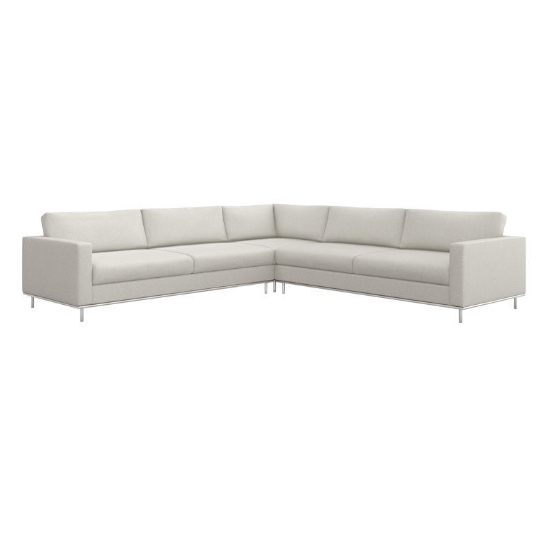 Valencia Upholstered L-Shaped Sectional Symmetrical, Cameo 100% Polyester, Polished Nickel