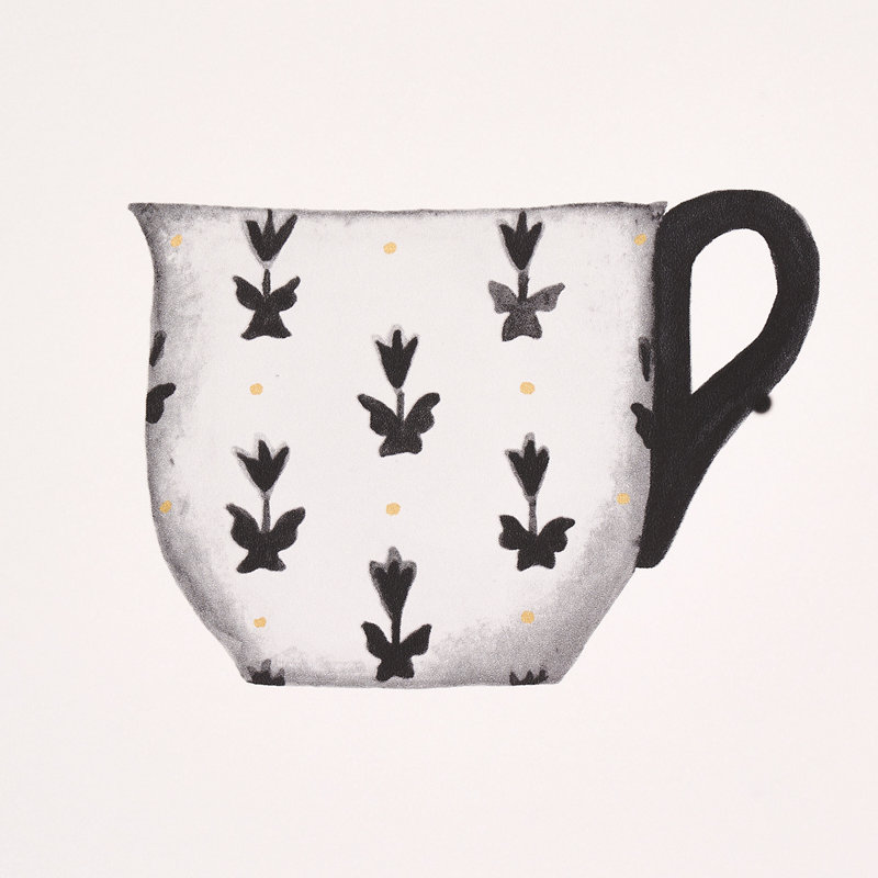 Onie's Teacups Wallpaper, Ink