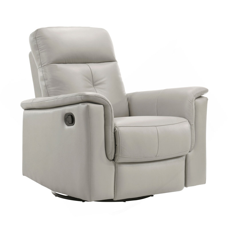 Fauteuil inclinable et pivotant en cuir argent