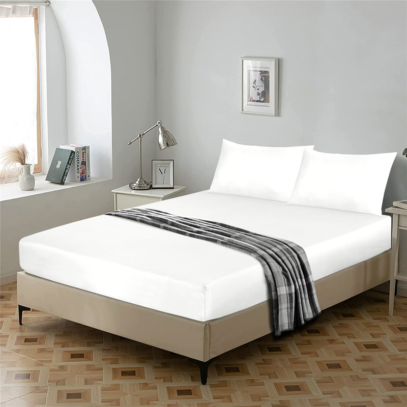 Janoshan Premium Egyptian Cotton Fitted Sheet, White, Single (3')
