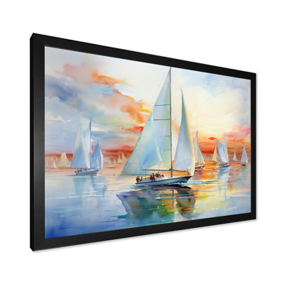Miminimlaism Watercolor Regatta II - Boat Sailing Large Wall Art