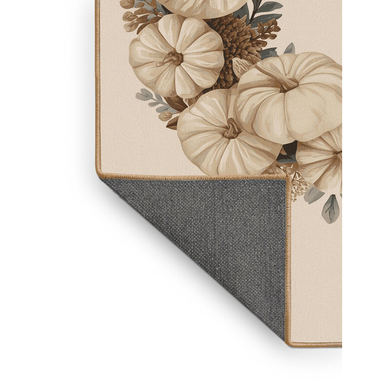Soft Plush Ferland Thanksgiving Modern & Contemporary Abstract Area Rug in Beige – LightBrown Binding, 2x5