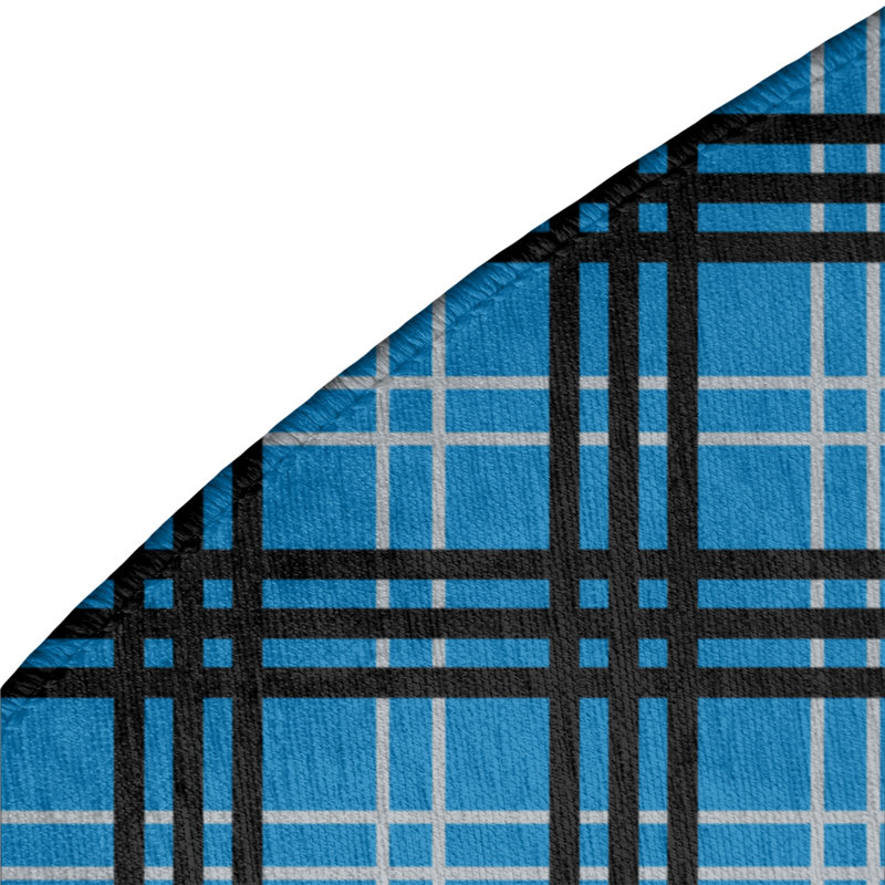 Tapis à carreaux bleu, Rond 5 pi