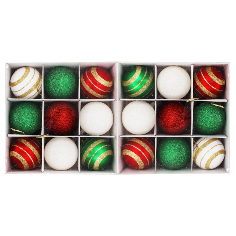 Ornement boule The Holiday Aisle®, Rouge / Vert / Blanc
