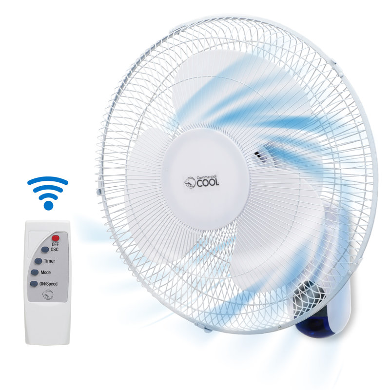 Commercial Cool 16-Inch White Wall Fan with Remote Control