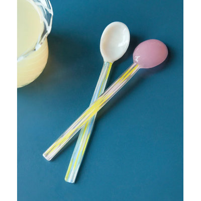 Hay Glass Spoons Flat - Set Of 2, Light Pink/white