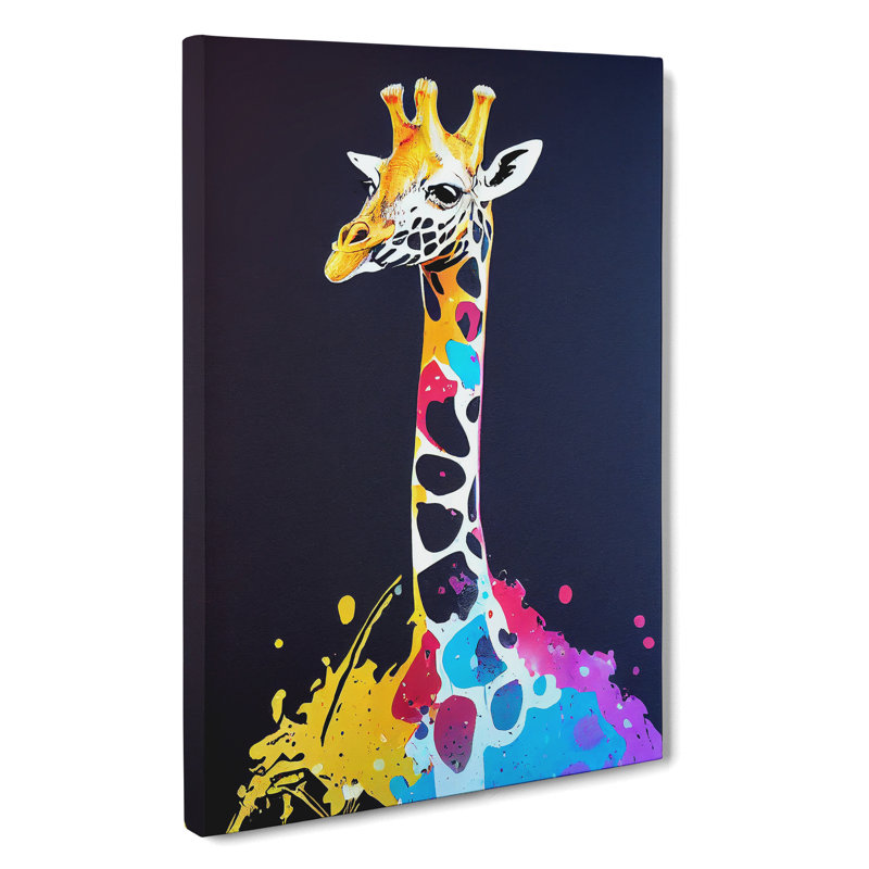 Giraffe Paint Splat No.1 - Wrapped Canvas, 76cm H x 50cm W x 3cm D