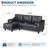 88.9" L-Shape Leather Sectional with Chaise, Black-1113915833