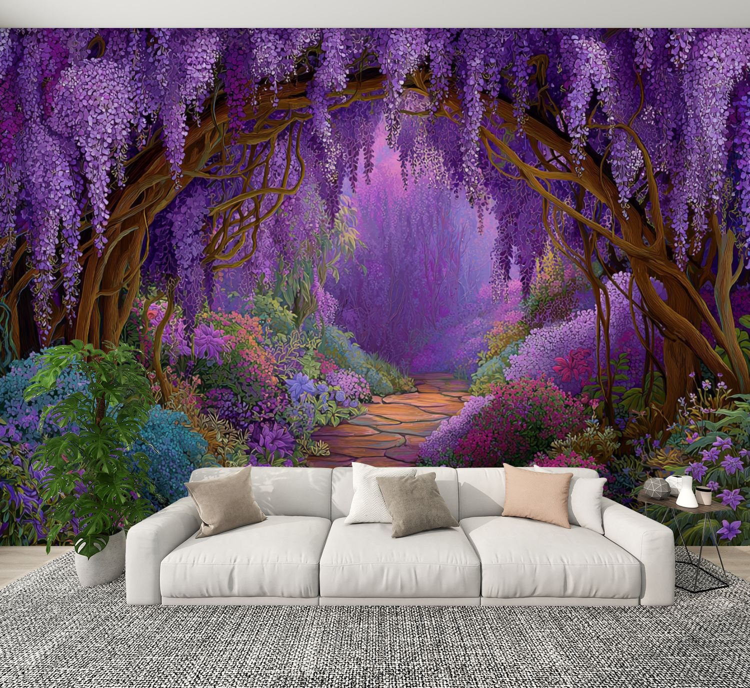 Red Barrel Studio Peel and Stick Wallpaper Serene Garden Path Under ...