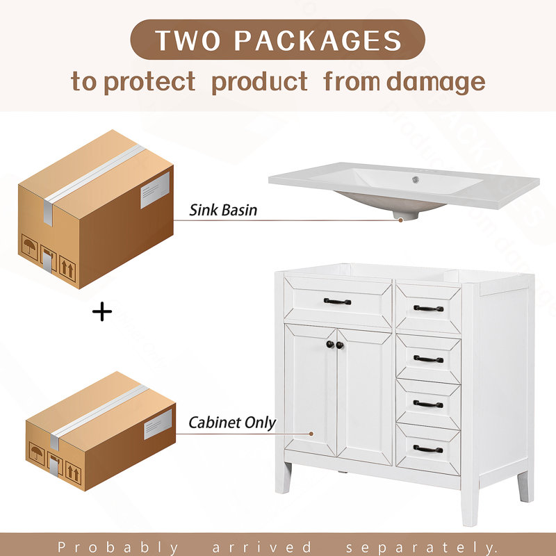 Meuble-lavabo 36 po avec lavabo 36 po, Blanc