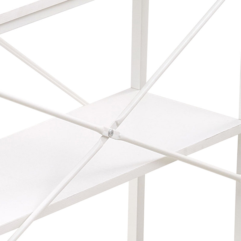 Rectangle Computer Desk with Hutch, White, White