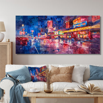 Pink Blue Neon Nights Casinos III - Casinos / Race Tracks Wall Art Living Room