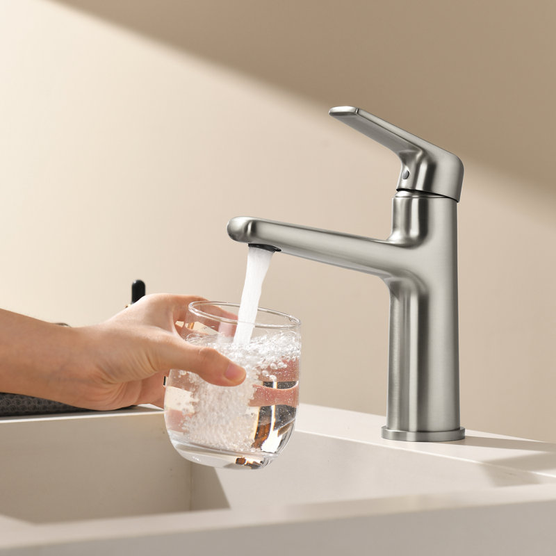 Bathroom Faucet 1 Hole Bathroom Sink Faucet Waterfall Vanity Faucet Single Handle Bathroom Sink Modern, Brushed Nickel
