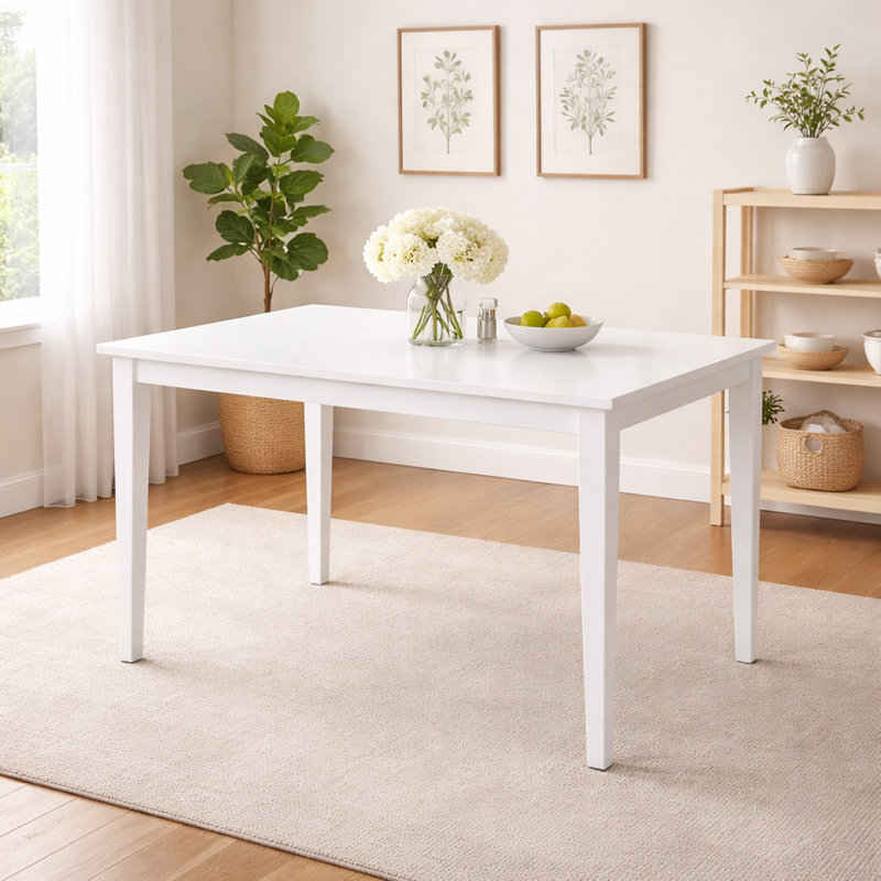 Table de salle à manger Phung, H 30 po x L 59 po x l 35,4 po, Blanc