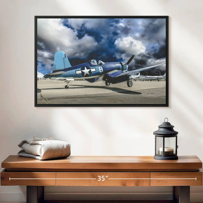 Avion de la Seconde Guerre mondiale, 25 po x 17 po, Cadre flottant noir
