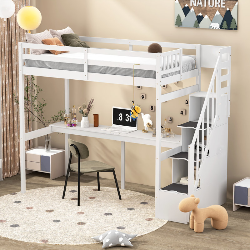 Lit simple Gulnar avec bureau intégré