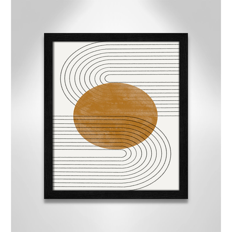 Échos courbés par Miuus Studio, Grain de bois noir, 13'' W x 15'' H, Impression encadrée